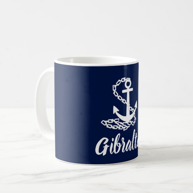 Caneca De Café Gibraltar - Estilo Marítimo Blue E White Mug (Frente Esquerda)