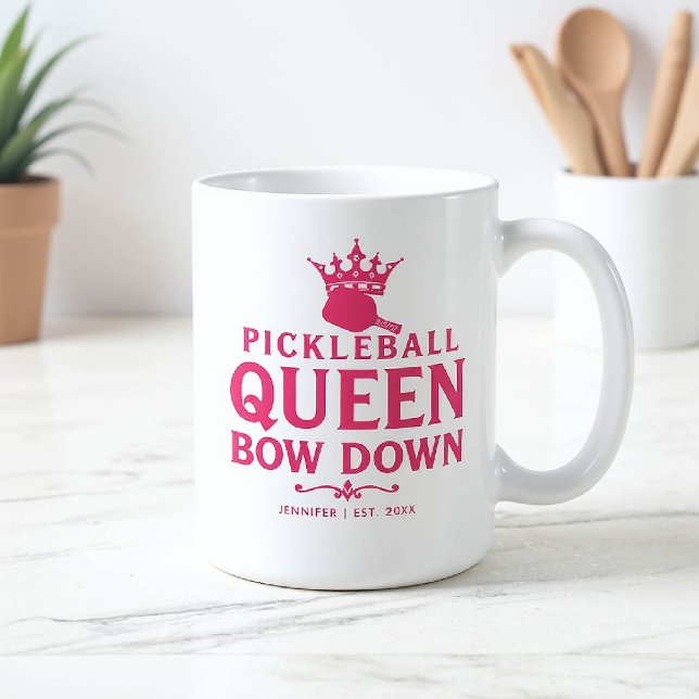 Caneca De Café Gift Personalizado, Funny, Rainha-Rosa, Gift (pickleball gift for her funny mug women birthday christmas mom friend personalized pink club)