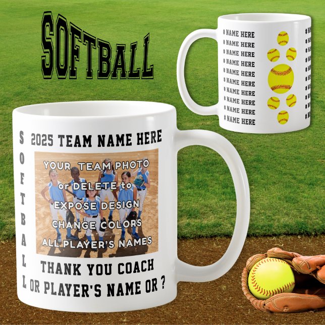 Caneca De Café Gifts for Softball Coaches or Players. Softball (Gift ideas for softball coaches. Softball senior gifts or Softball Team gift ideas. Softball mugs.)