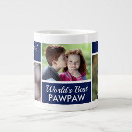 Caneca de café gigante com colagem de fotos de mam