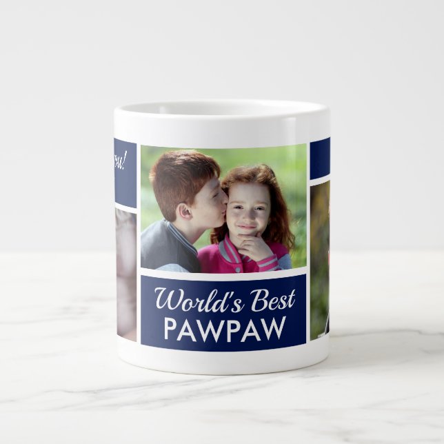 Caneca de café gigante com colagem de fotos de mam (Frente)