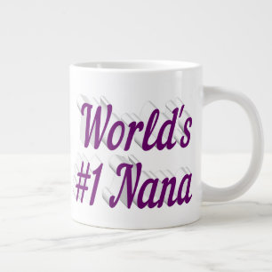 Caneca de café gigante com texto roxo Nana na meta