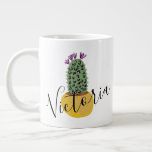 Caneca de Café Gigante Ilustração do Cactus Chita
