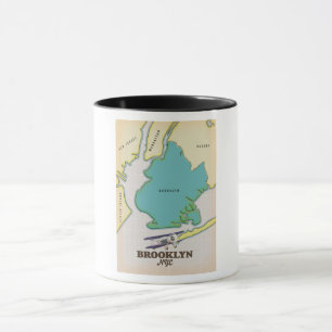 Caneca de Café Gigante Mapa do Brooklyn Nova York