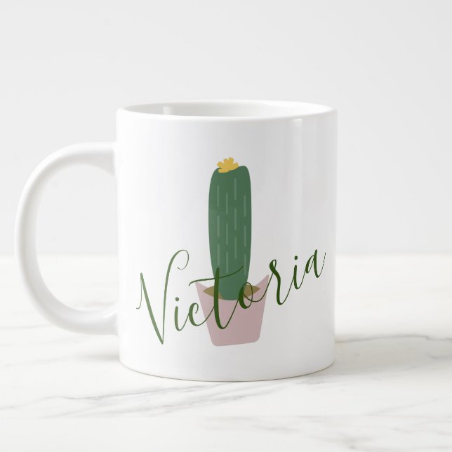 Caneca de Café Gigante Nome Cupcake de Cacto Alto (Esquerda)