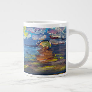 Caneca de café gigante pintura do nascer do sol