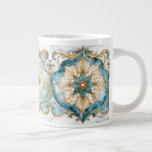 Caneca de Café Gigante Têxtil Flor de Cerúleo