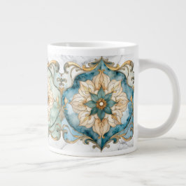 Caneca de Café Gigante Têxtil Flor de Cerúleo