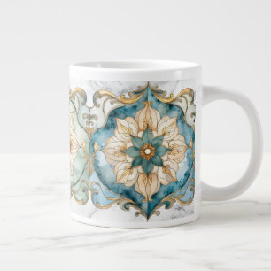 Caneca de Café Gigante Têxtil Flor de Cerúleo