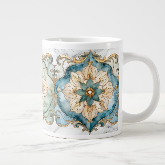 Caneca de Café Gigante Têxtil Flor de Cerúleo (Direita)