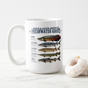 Caneca De Café Gigantes de Água Doce Espécies de Peixes Pescador