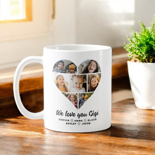 Caneca De Café Gigi Amamos-te Corações Foto Moderna Colagem
