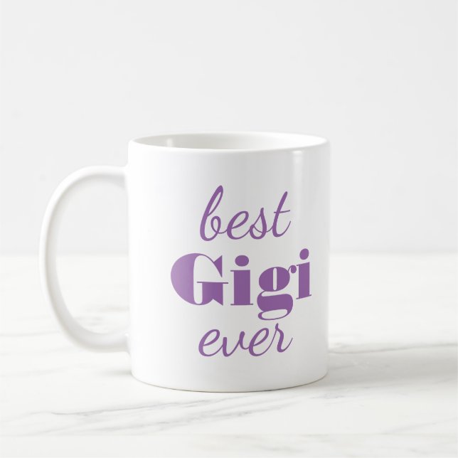 Caneca De Café Gigi Roxo Moderno Personalizado Mug (Esquerda)