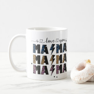 Caneca De Café Giltter Mama Pattern Feliz dia de as mães Mãe