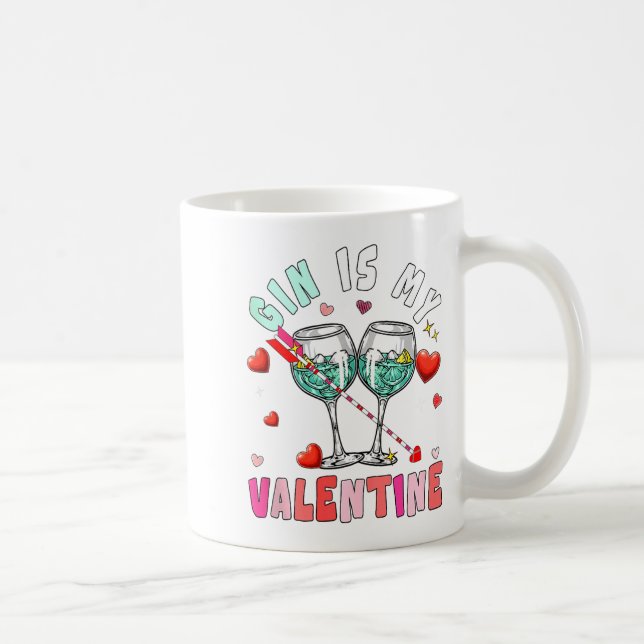 Caneca De Café Gin Is My Valentine Hearts Matching Drinker Family (Direita)