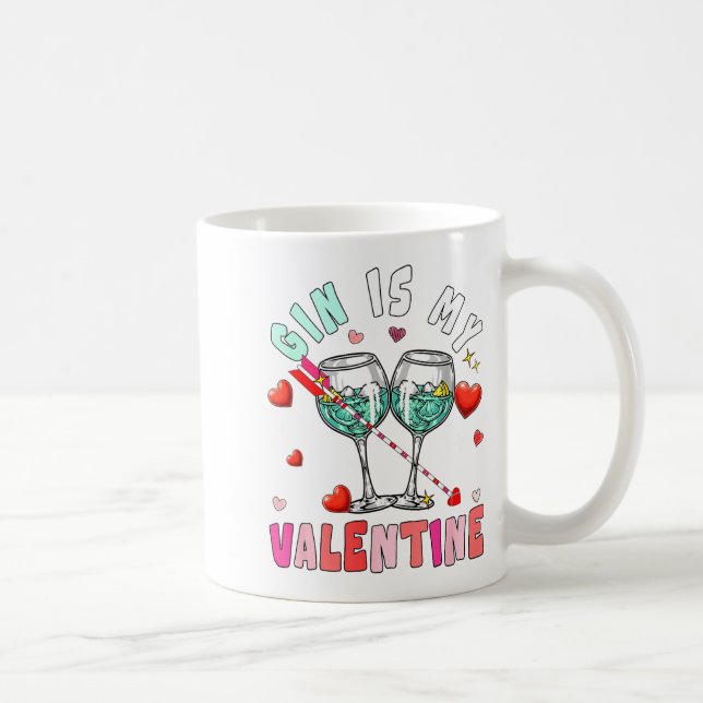 Caneca De Café Gin Is My Valentine Hearts Matching Drinker Family (Direita)