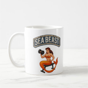 Caneca De Café Ginásio da Fera do Mar Sereia   Pin-Up de Levantam