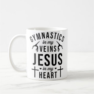 Caneca De Café Ginástica em Minhas Veias Jesus no Meu Coração Gin