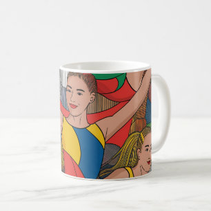 Caneca De Café Ginástica Raparigas Acro Dançarinas Padrão colorid