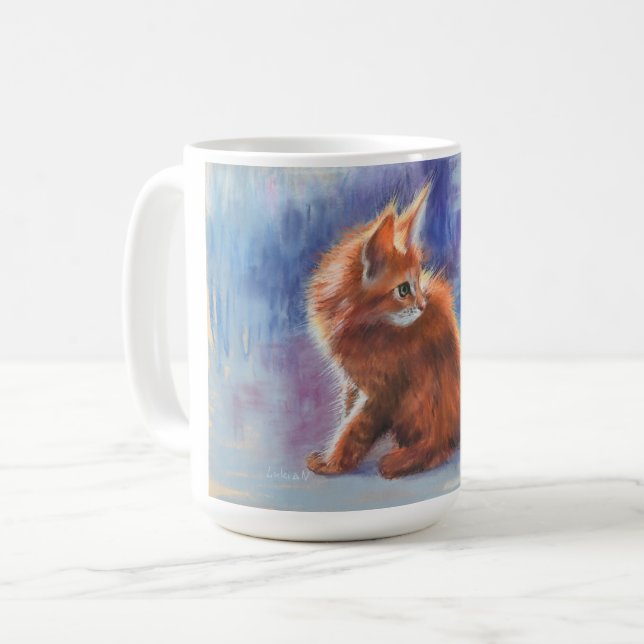 Caneca De Café Ginger Kitten na Luz Pastel (Frente Esquerda)
