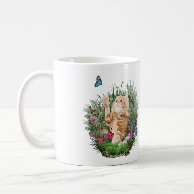 Caneca De Café Ginger kitten tocando (Esquerda)