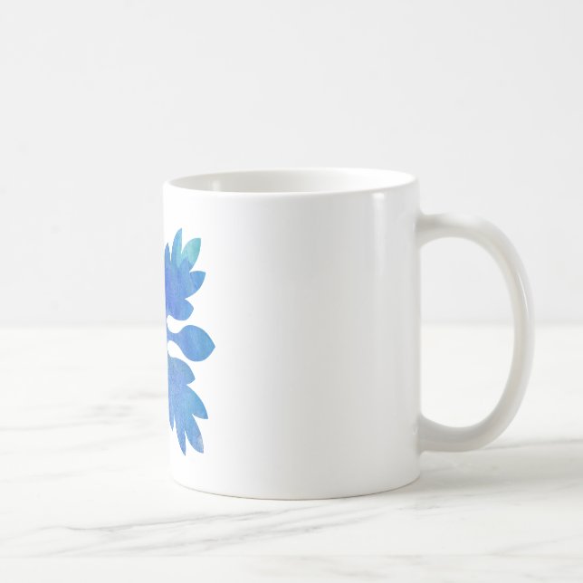 Caneca De Café Ginger Quilt Ocean Blue Watercolor (Direita)