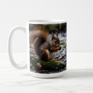 Caneca De Café Ginger Squirrel Ao Lado Do Rio Comendo Uma Bolota,