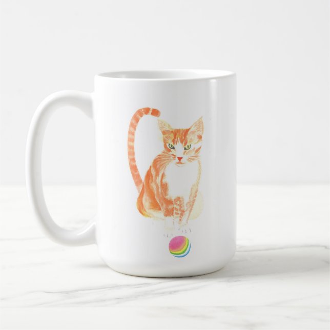 Caneca De Café Ginger Tabby E Bola De Café (Esquerda)