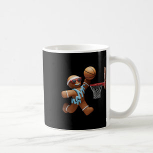 Caneca De Café Gingerbird Man Jogando Basquete Natal