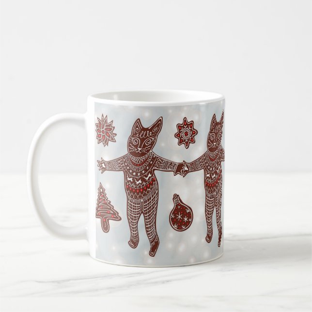 Caneca De Café Gingerbread Cat &  Cookies, Christmas 2025 Mug (Esquerda)