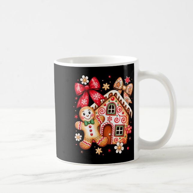 Caneca De Café Gingerbread Christmas Bow Christmas House Retro Co (Direita)