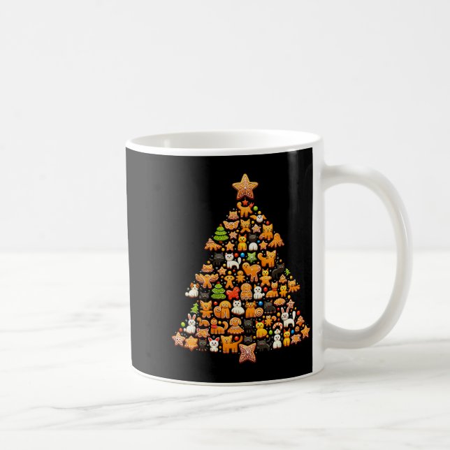 Caneca De Café Gingerbread Christmas Tree Funny Gingerbread Anima (Direita)