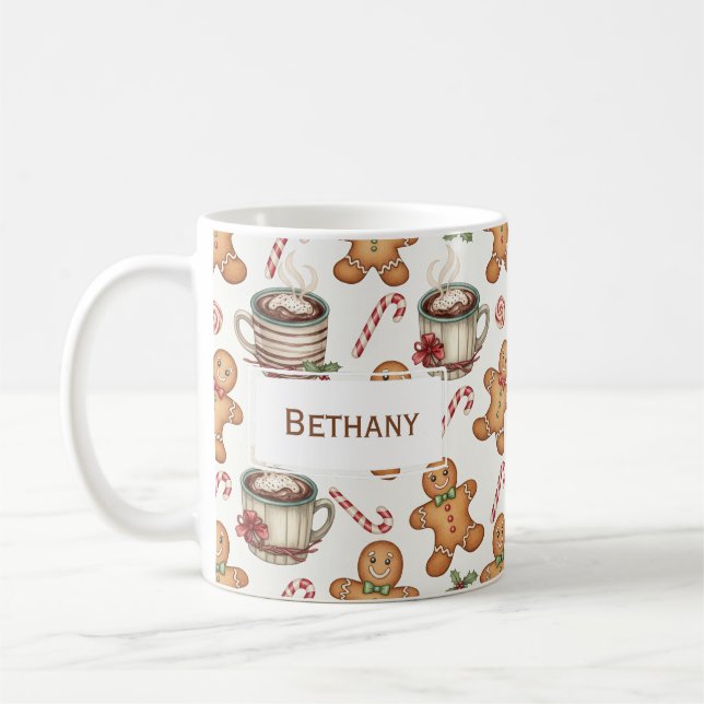 Caneca De Café Gingerbread man cookie Hot Chocolate Holiday gift  (Esquerda)