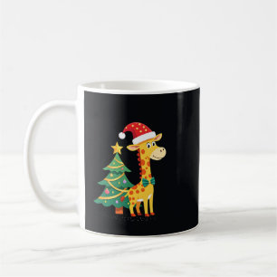 Caneca De Café Gingerbread Man Giraffe Chapéu de Papai Noel Árvor
