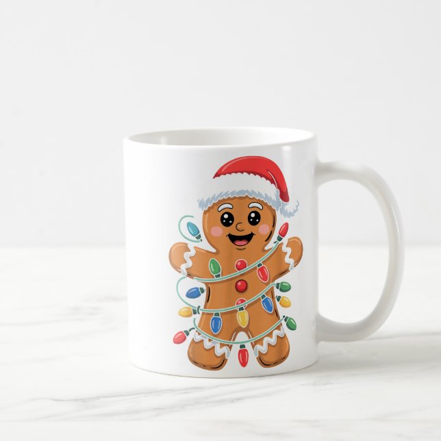 Caneca De Café Gingerbread Man Tangled Christmas Lights  (Direita)