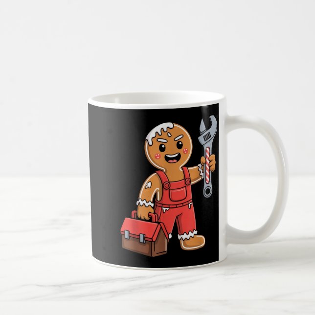 Caneca De Café Gingerbread Mechanic Handyman Fixer Worker Christm (Direita)