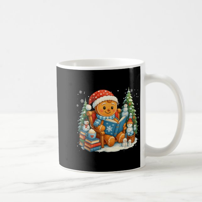 Caneca De Café Gingerbread Reading Book Lovers Christmas Bookworm (Direita)
