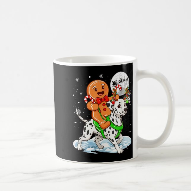 Caneca De Café Gingerbread Ridding Dalmatian Reindeer Christmas B (Direita)