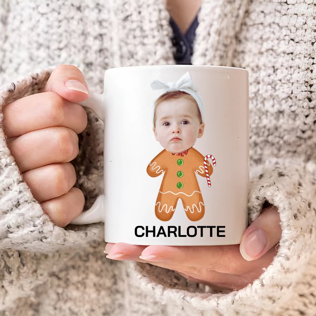 Caneca De Café Gingerpão de rosto de bebê personalizado (Criador carregado)