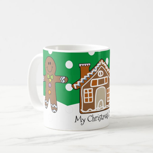 Caneca De Café Gingerpão personalizado bonito - Natal verde (Frente Esquerda)