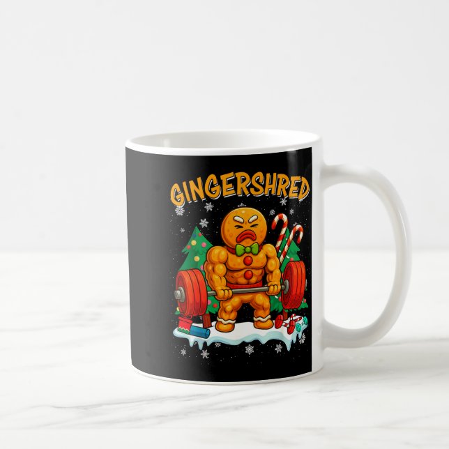 Caneca De Café Gingershred Funny Gingerbread Man Gym Bodybuilding (Direita)