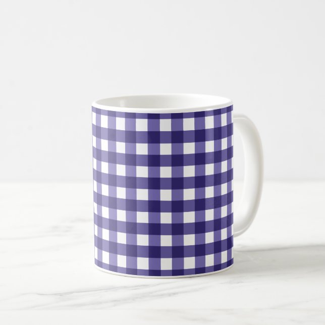 Caneca De Café Gingham azul marinho (Frente Esquerda)