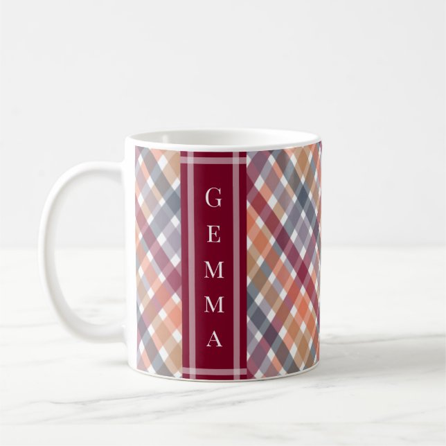 Caneca De Café Gingham de Outono (Esquerda)