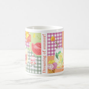 Caneca De Café Gingham Patchwork Dreaming of Summer