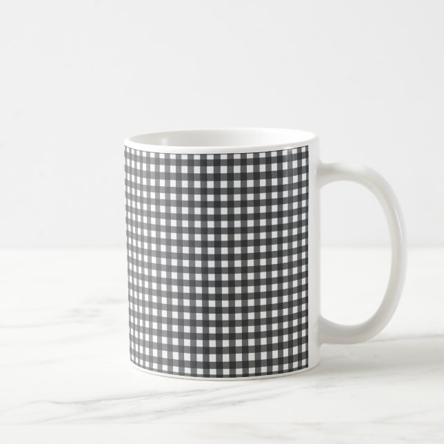 Caneca De Café Gingham Preto e Branco (Direita)