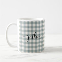 Gingham Typografia Xadrez Script "Gather" País