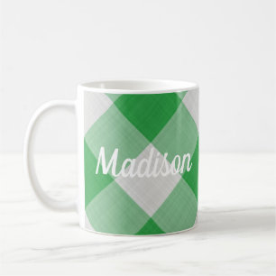 Caneca De Café Gingham Verde