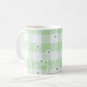 Caneca De Café Gingham verde-xadrez Elegante