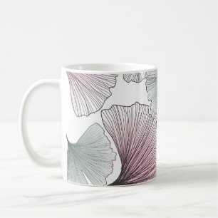 Caneca De Café Gingko Biloba desenhada à mão.