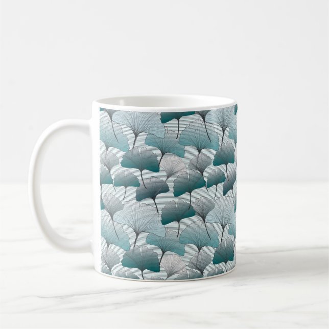 Caneca De Café Gingko biloba - padrão de cores azuis sem desconti (Esquerda)